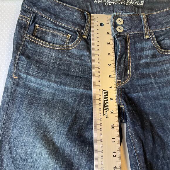 American Eagle Outfitters Women Cropped Jeans size 8 R Blue Mid Rise Stretch - Picture 5 of 11